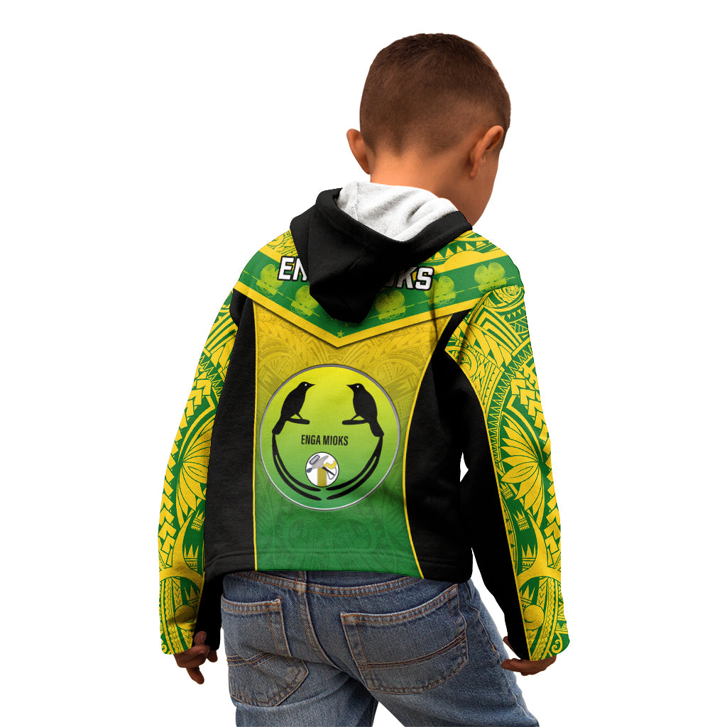Papua New Guinea Rugby Kid Hoodie Enga Mioks PNG Polynesian Pattern LT14 - Polynesian Pride
