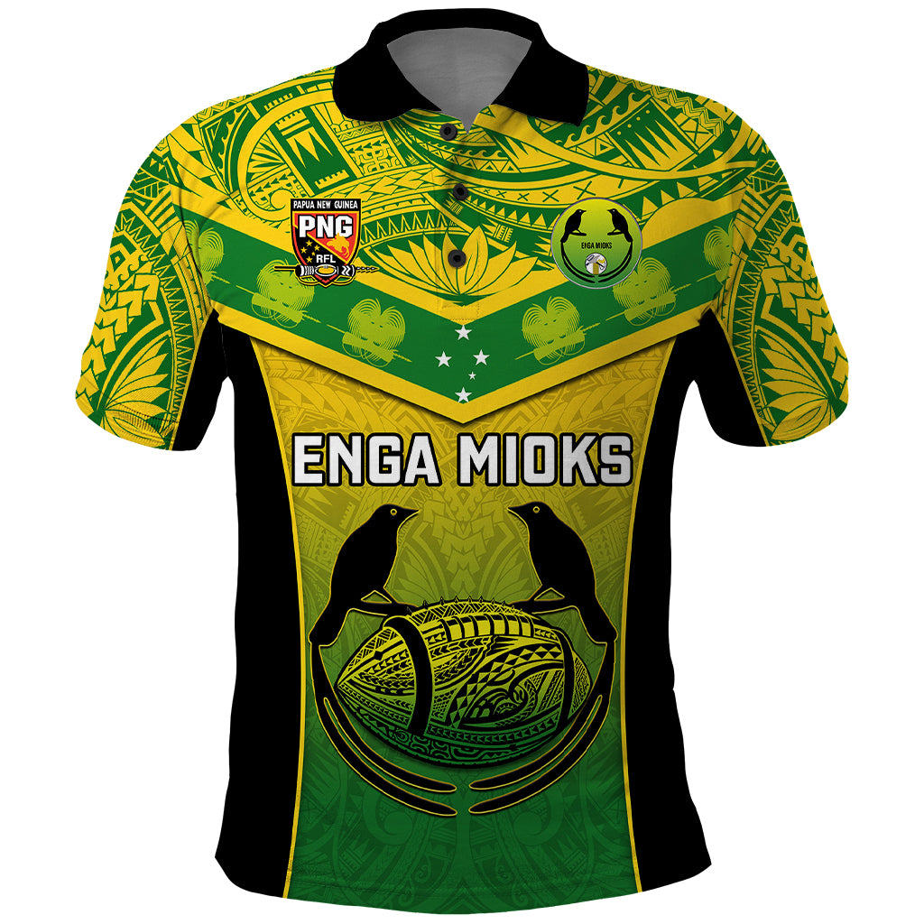 Papua New Guinea Rugby Polo Shirt Enga Mioks PNG Polynesian Pattern LT14 Green - Polynesian Pride