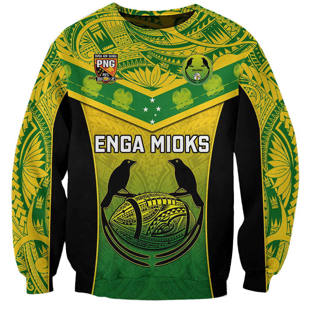 Papua New Guinea Rugby Sweatshirt Enga Mioks PNG Polynesian Pattern LT14 Unisex Green - Polynesian Pride