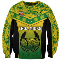 Papua New Guinea Rugby Sweatshirt Enga Mioks PNG Polynesian Pattern LT14 Unisex Green - Polynesian Pride