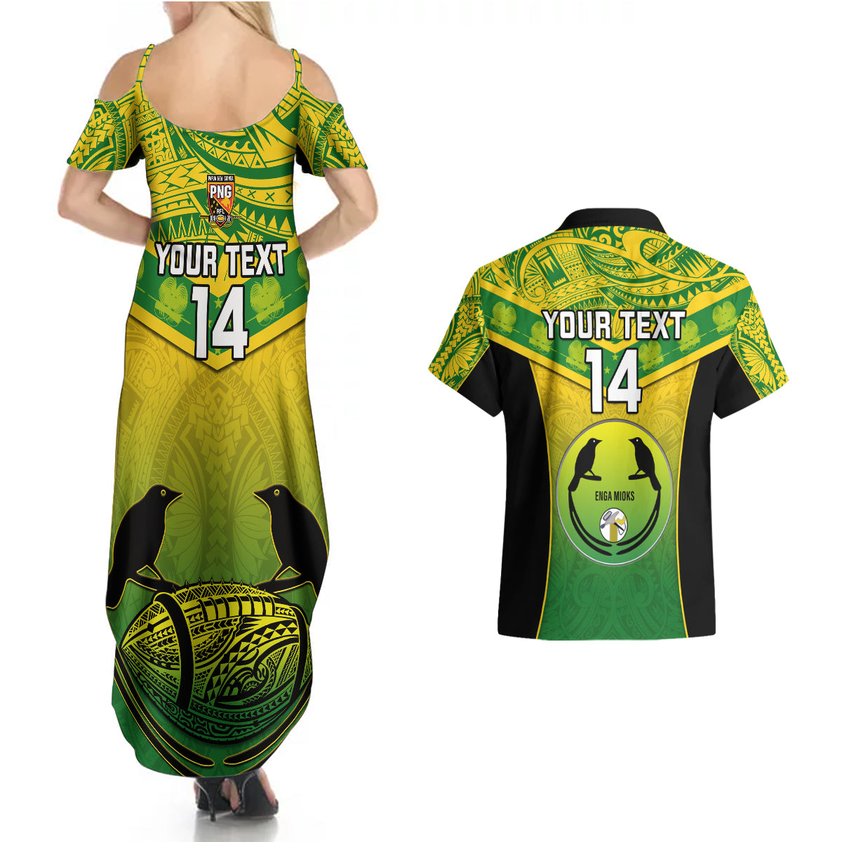 Custom Papua New Guinea Rugby Couples Matching Summer Maxi Dress and Hawaiian Shirt Enga Mioks PNG Polynesian Pattern LT14 - Polynesian Pride