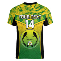 Custom Papua New Guinea Rugby Women V Neck T Shirt Enga Mioks PNG Polynesian Pattern LT14 - Polynesian Pride