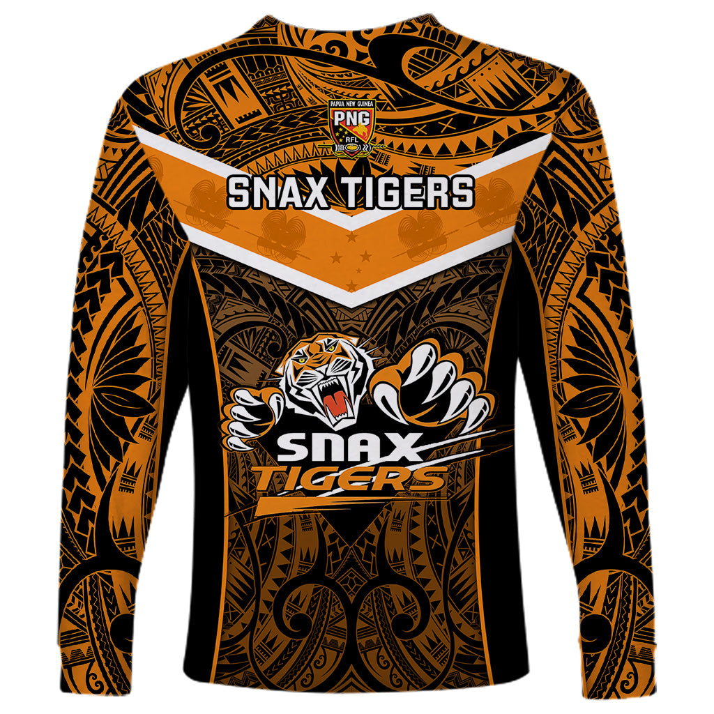 Papua New Guinea Rugby Long Sleeve Shirt Lae Snax Tigers PNG Polynesian Pattern LT14 - Polynesian Pride