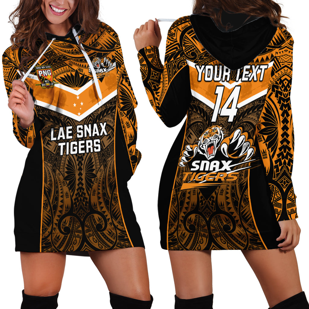 Custom Papua New Guinea Rugby Hoodie Dress Lae Snax Tigers PNG Polynesian Pattern LT14 - Polynesian Pride