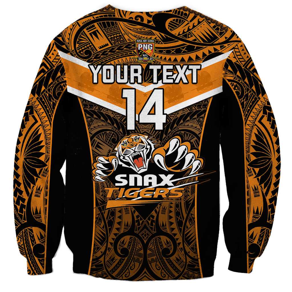 Custom Papua New Guinea Rugby Sweatshirt Lae Snax Tigers PNG Polynesian Pattern LT14 - Polynesian Pride
