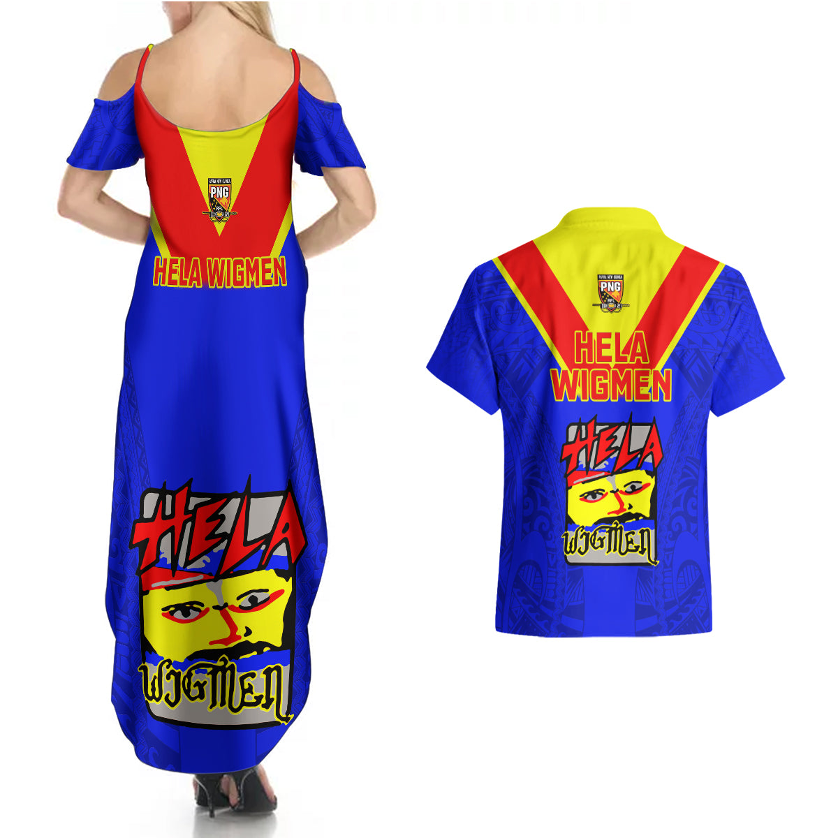 Papua New Guinea Rugby Couples Matching Summer Maxi Dress and Hawaiian Shirt Hela Wigmen PNG Polynesian Pattern LT14 - Polynesian Pride