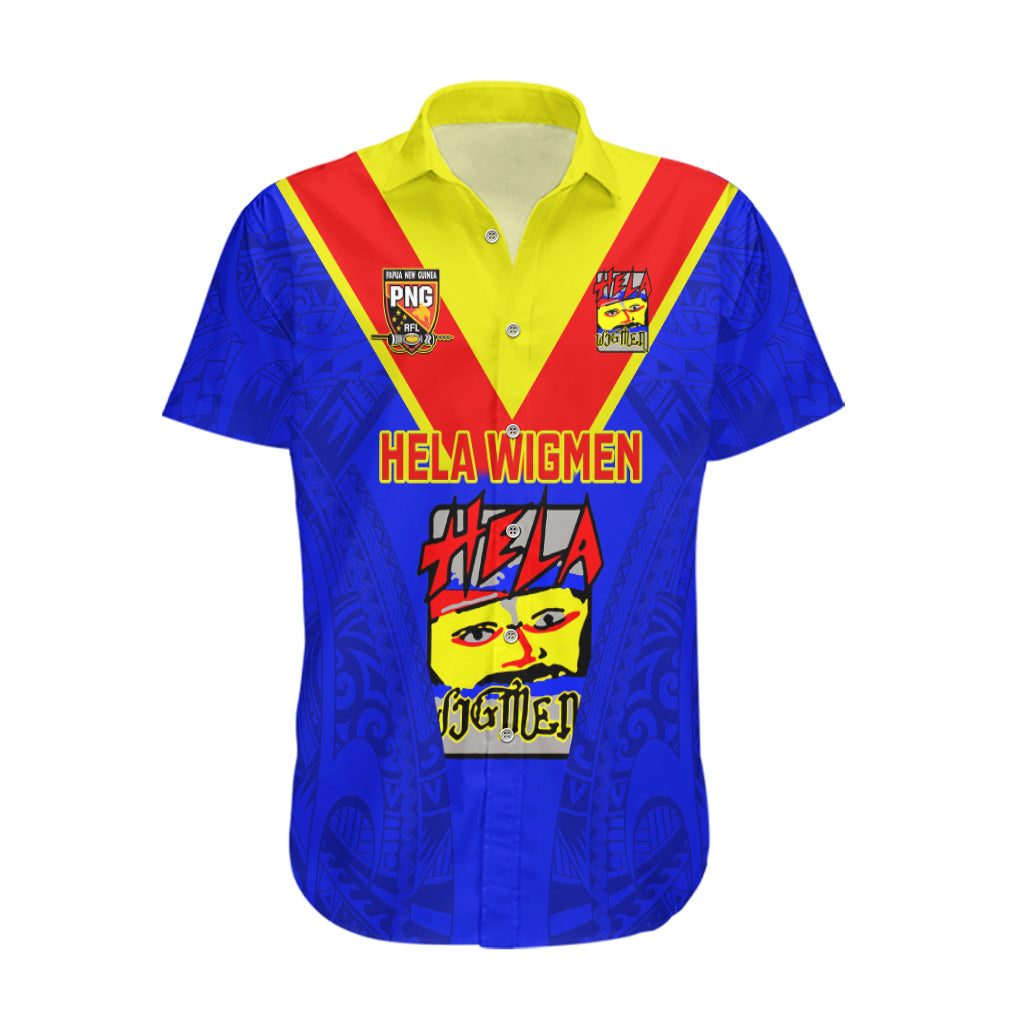 Papua New Guinea Rugby Hawaiian Shirt Hela Wigmen PNG Polynesian Pattern LT14 Blue - Polynesian Pride