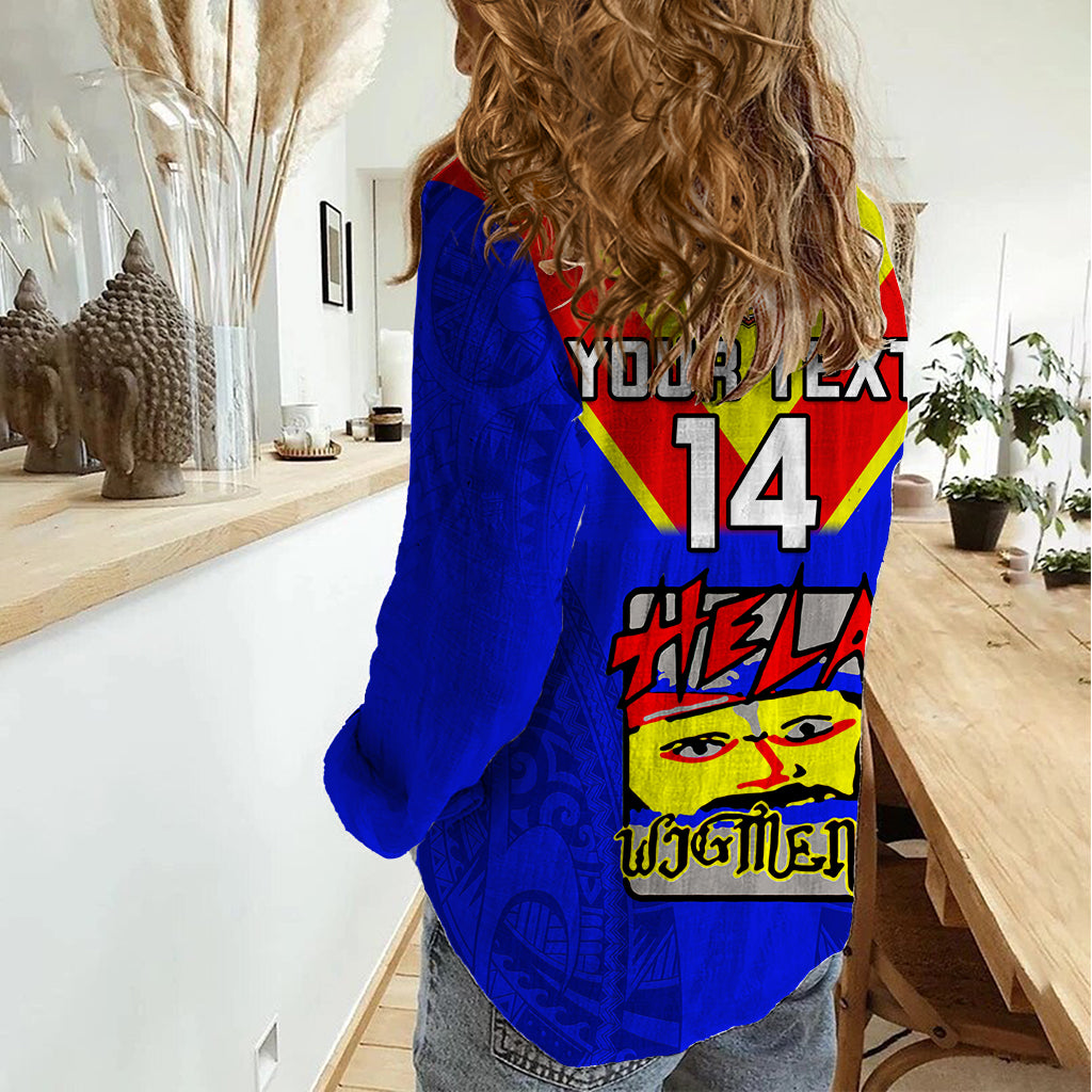 Custom Papua New Guinea Rugby Women Casual Shirt Hela Wigmen PNG Polynesian Pattern LT14 - Polynesian Pride