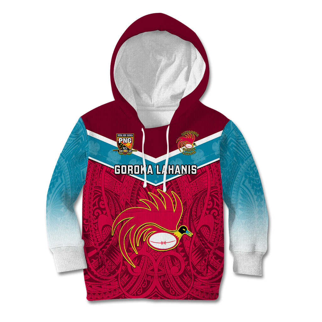 Papua New Guinea Rugby Kid Hoodie Goroka Lahanis PNG Polynesian Pattern LT14 Hoodie Red - Polynesian Pride