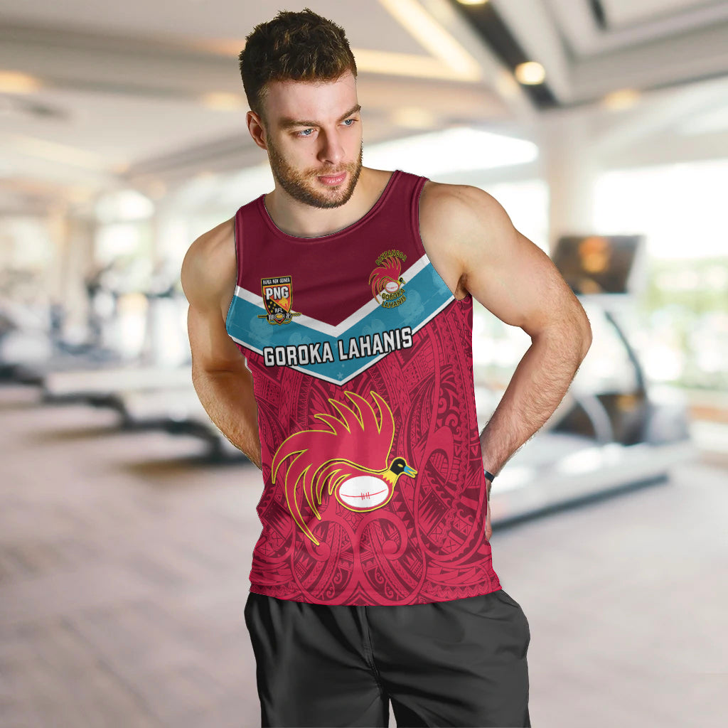 Papua New Guinea Rugby Men Tank Top Goroka Lahanis PNG Polynesian Pattern LT14 - Polynesian Pride