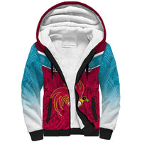 Papua New Guinea Rugby Sherpa Hoodie Goroka Lahanis PNG Polynesian Pattern LT14 Unisex Red - Polynesian Pride