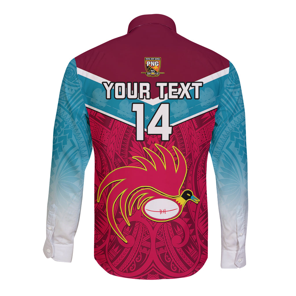 Custom Papua New Guinea Rugby Long Sleeve Button Shirt Goroka Lahanis PNG Polynesian Pattern LT14 - Polynesian Pride