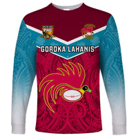 Custom Papua New Guinea Rugby Long Sleeve Shirt Goroka Lahanis PNG Polynesian Pattern LT14 Unisex Red - Polynesian Pride