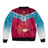 Custom Papua New Guinea Rugby Sleeve Zip Bomber Jacket Goroka Lahanis PNG Polynesian Pattern LT14 - Polynesian Pride