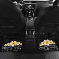 Black Tropical Plumeria With Galaxy Polynesian Art Car Mats