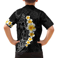 Black Tropical Plumeria With Galaxy Polynesian Art Kid Hawaiian Shirt LT14 - Polynesian Pride