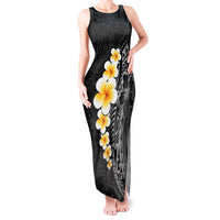 Black Tropical Plumeria With Galaxy Polynesian Art Tank Maxi Dress LT14 Women Black - Polynesian Pride