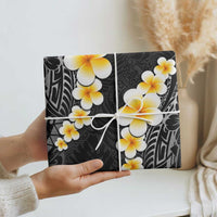 Black Polynesia Wrapping Paper Plumeria Tropical Leaves With Galaxy Polynesian Art
