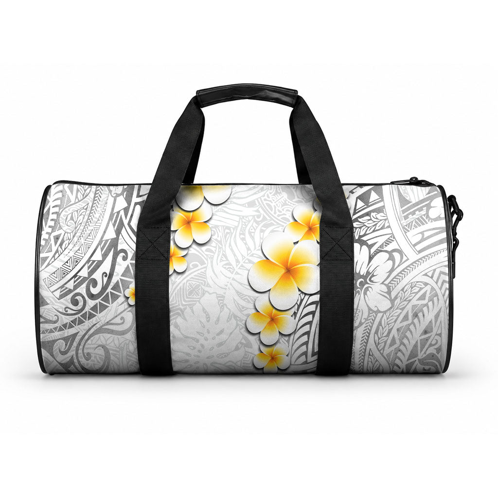 White Tropical Plumeria With Galaxy Polynesian Art Duffle Bag LT14 One size White - Polynesian Pride