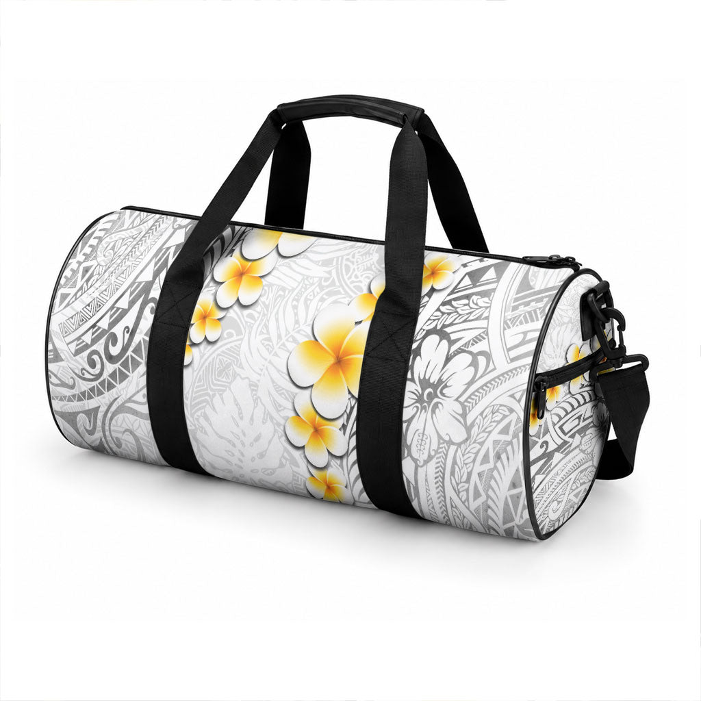 White Tropical Plumeria With Galaxy Polynesian Art Duffle Bag LT14 - Polynesian Pride