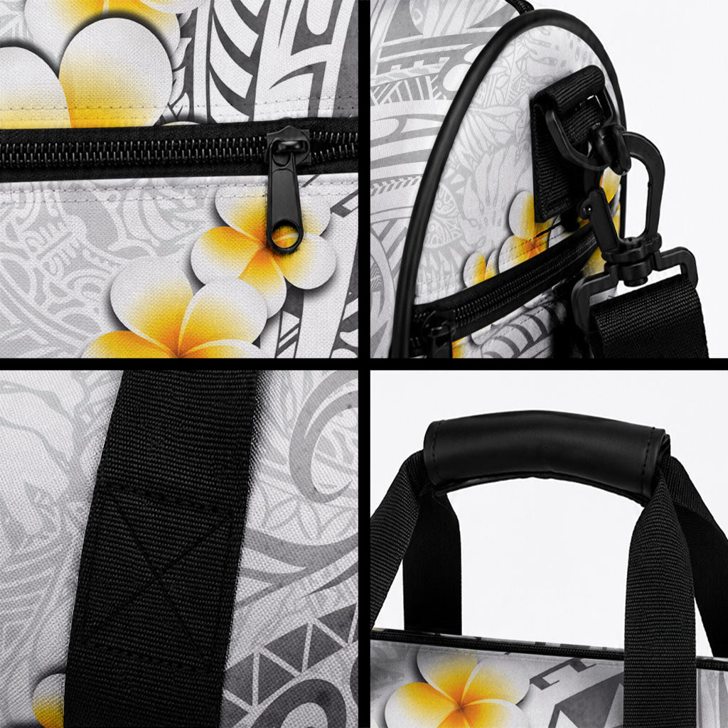 White Tropical Plumeria With Galaxy Polynesian Art Duffle Bag LT14 - Polynesian Pride