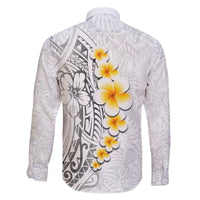 White Tropical Plumeria With Galaxy Polynesian Art Family Matching Off Shoulder Short Dress and Hawaiian Shirt