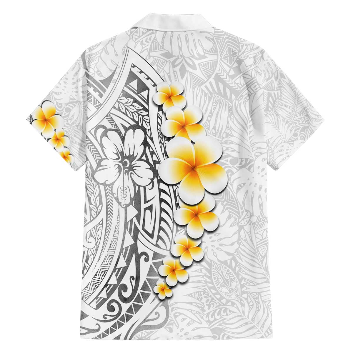 White Tropical Plumeria With Galaxy Polynesian Art Family Matching Puletasi and Hawaiian Shirt