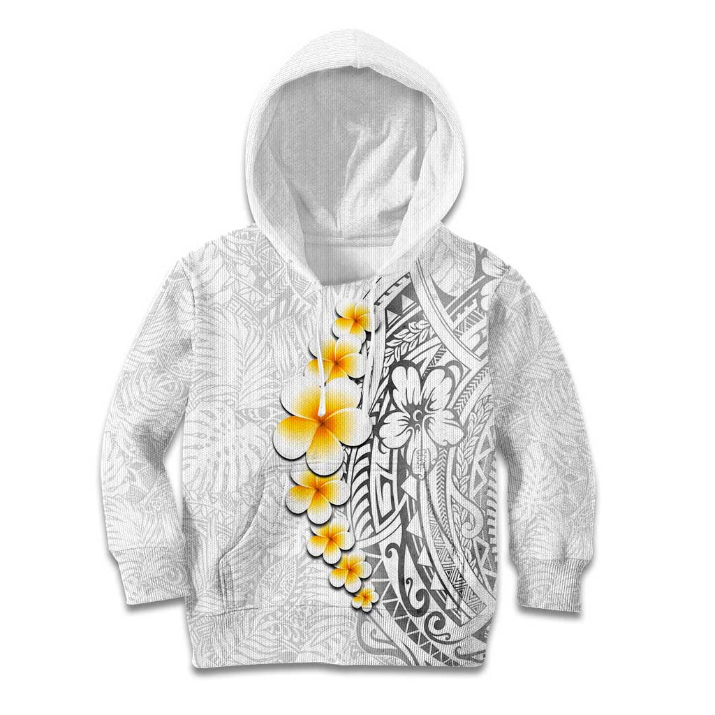 White Tropical Plumeria With Galaxy Polynesian Art Kid Hoodie LT14 Hoodie White - Polynesian Pride