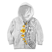 White Tropical Plumeria With Galaxy Polynesian Art Kid Hoodie LT14 Zip Hoodie White - Polynesian Pride