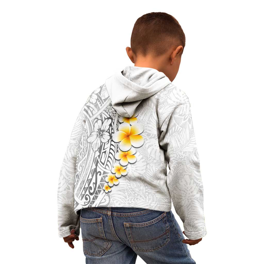 White Tropical Plumeria With Galaxy Polynesian Art Kid Hoodie LT14 - Polynesian Pride
