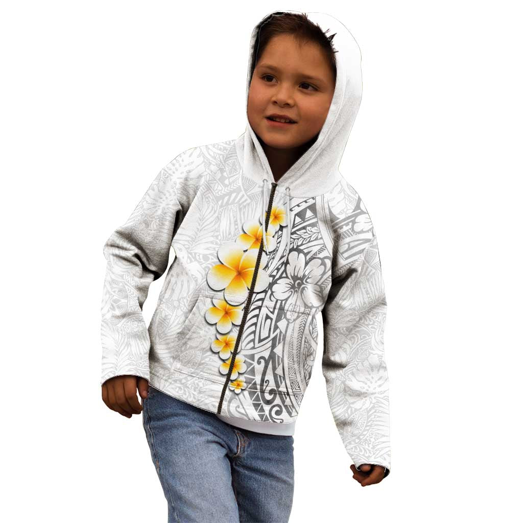 White Tropical Plumeria With Galaxy Polynesian Art Kid Hoodie LT14 - Polynesian Pride