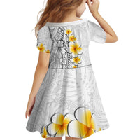 White Tropical Plumeria With Galaxy Polynesian Art Kid Short Sleeve Dress LT14 - Polynesian Pride
