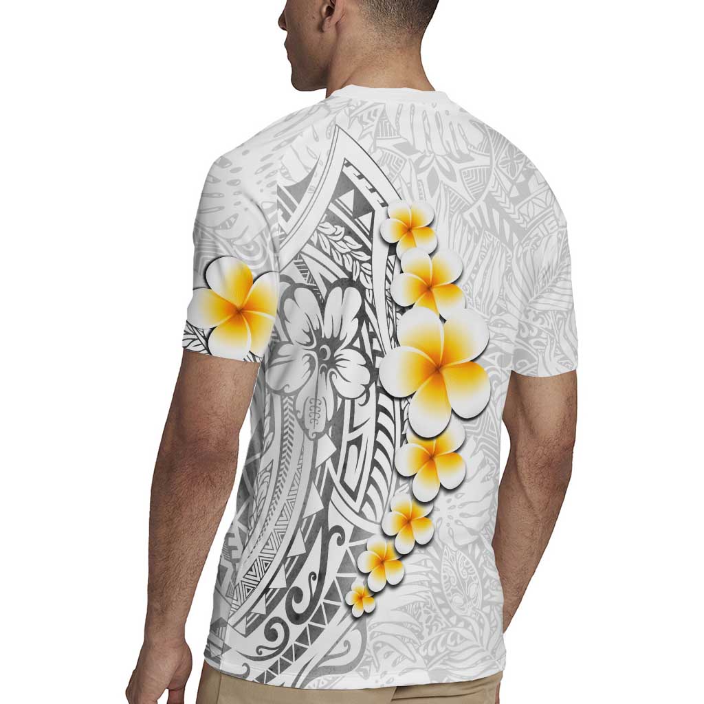 White Tropical Plumeria With Galaxy Polynesian Art Rugby Jersey