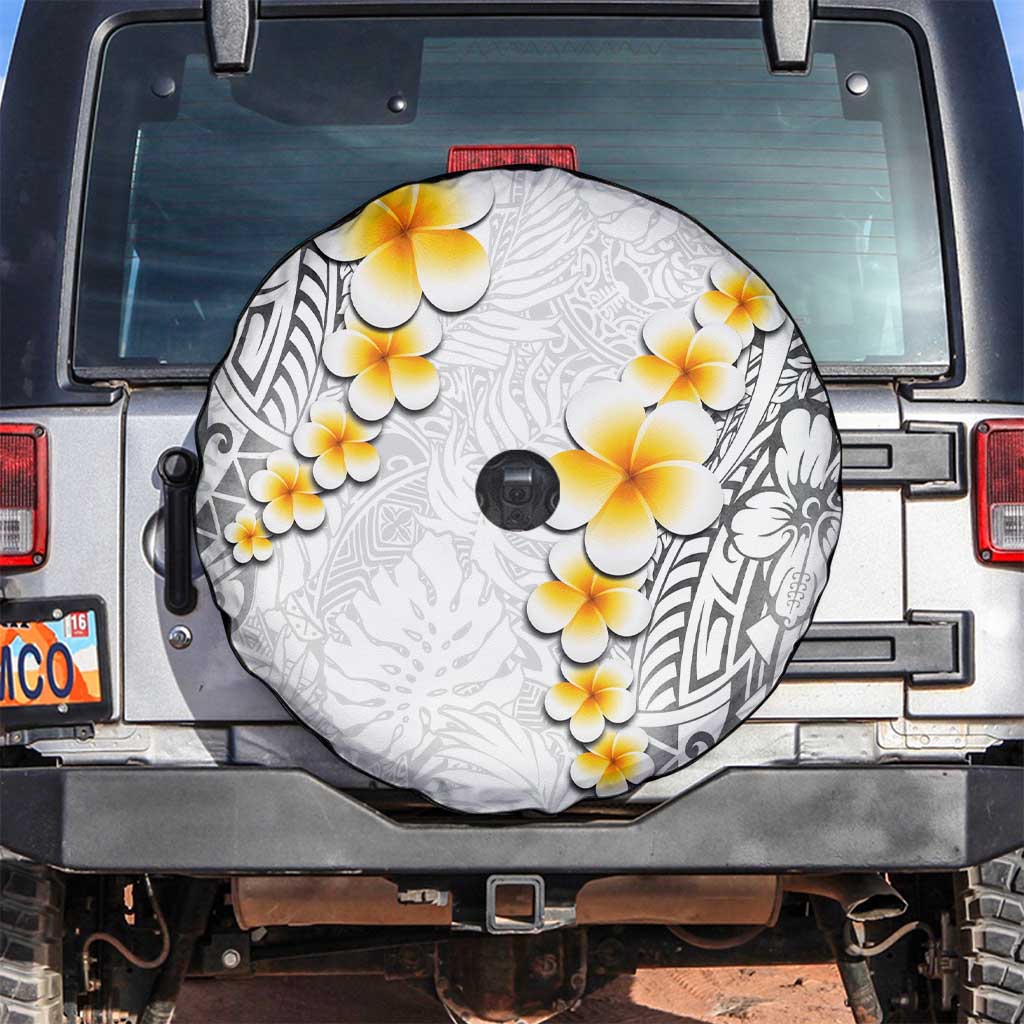 White Tropical Plumeria With Galaxy Polynesian Art Spare Tire Cover LT14 White - Polynesian Pride
