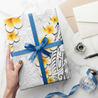 White Polynesia Wrapping Paper Plumeria Tropical Leaves With Galaxy Polynesian Art