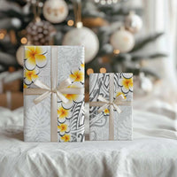 White Polynesia Wrapping Paper Plumeria Tropical Leaves With Galaxy Polynesian Art