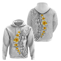 White Tropical Plumeria With Galaxy Polynesian Art Zip Hoodie