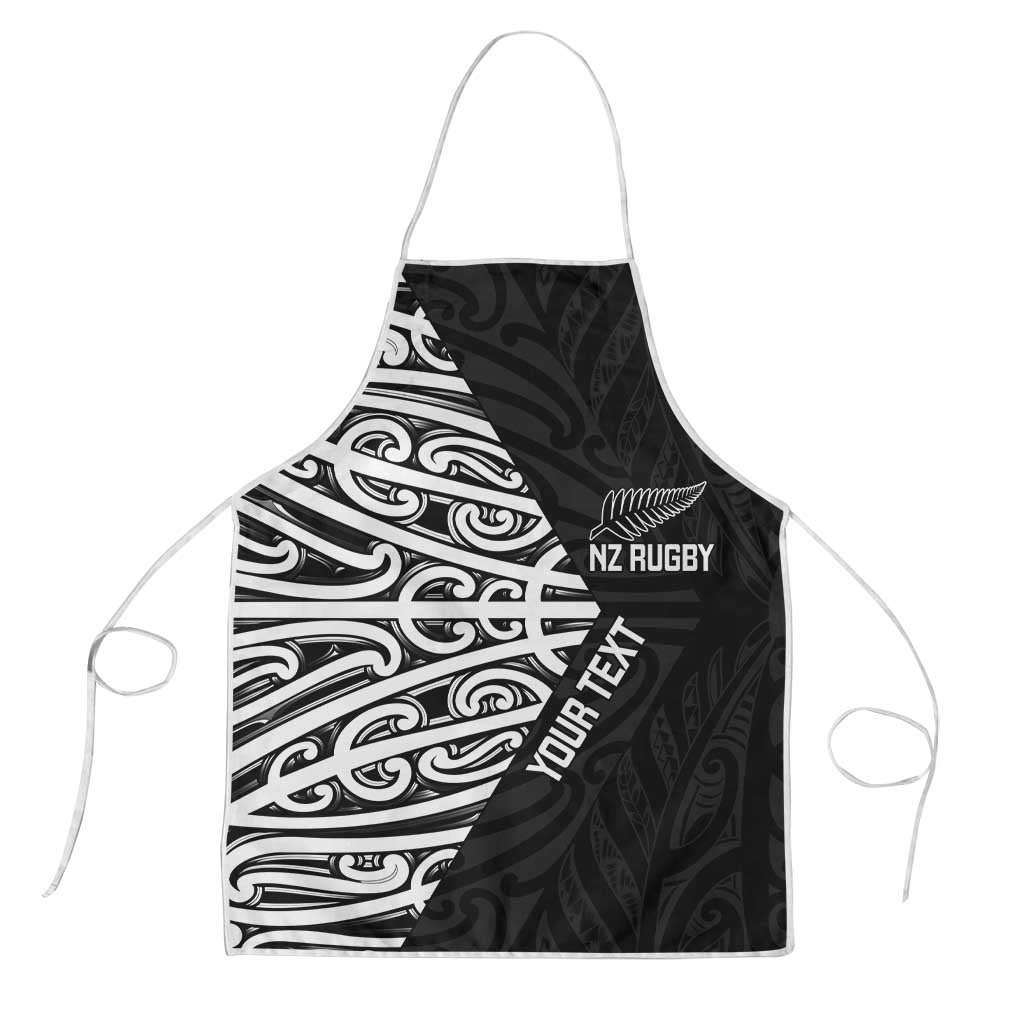New Zealand Silver Fern Rugby Custom Apron Maori Koru Go Black Fern - Polynesian Pride