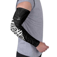 New Zealand Silver Fern Rugby Custom Arm Sleeves Maori Koru Go Black Fern - Polynesian Pride