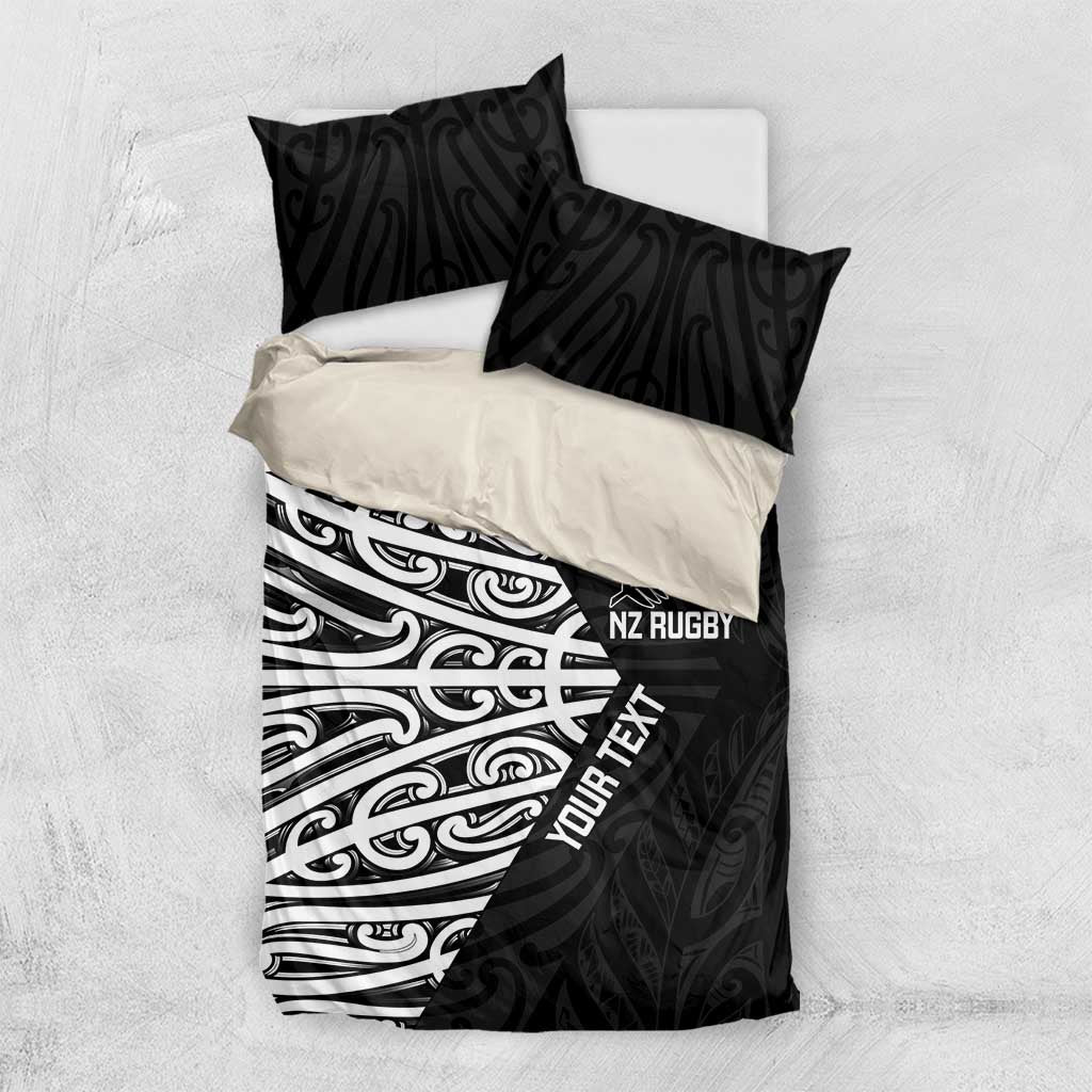 New Zealand Silver Fern Rugby Custom Bedding Set Maori Koru Go Black Fern - Polynesian Pride