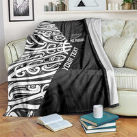 New Zealand Silver Fern Rugby Custom Blanket Maori Koru Go Black Fern - Polynesian Pride