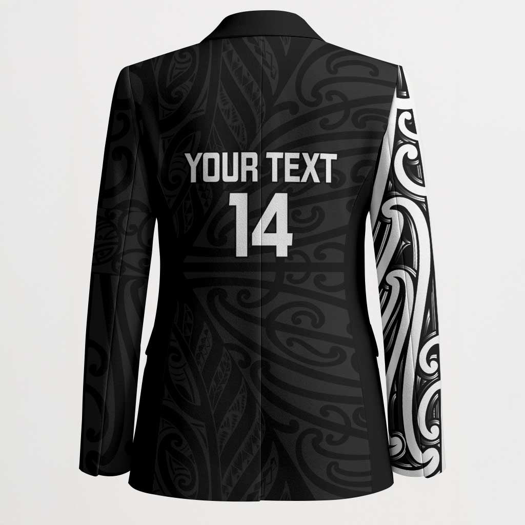 New Zealand Silver Fern Rugby Custom Blazer Maori Koru Go Black Fern - Polynesian Pride