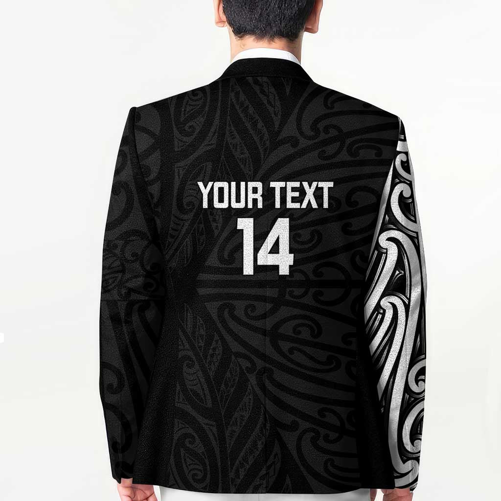 New Zealand Silver Fern Rugby Custom Blazer Maori Koru Go Black Fern - Polynesian Pride