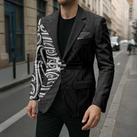 New Zealand Silver Fern Rugby Custom Blazer Maori Koru Go Black Fern - Polynesian Pride