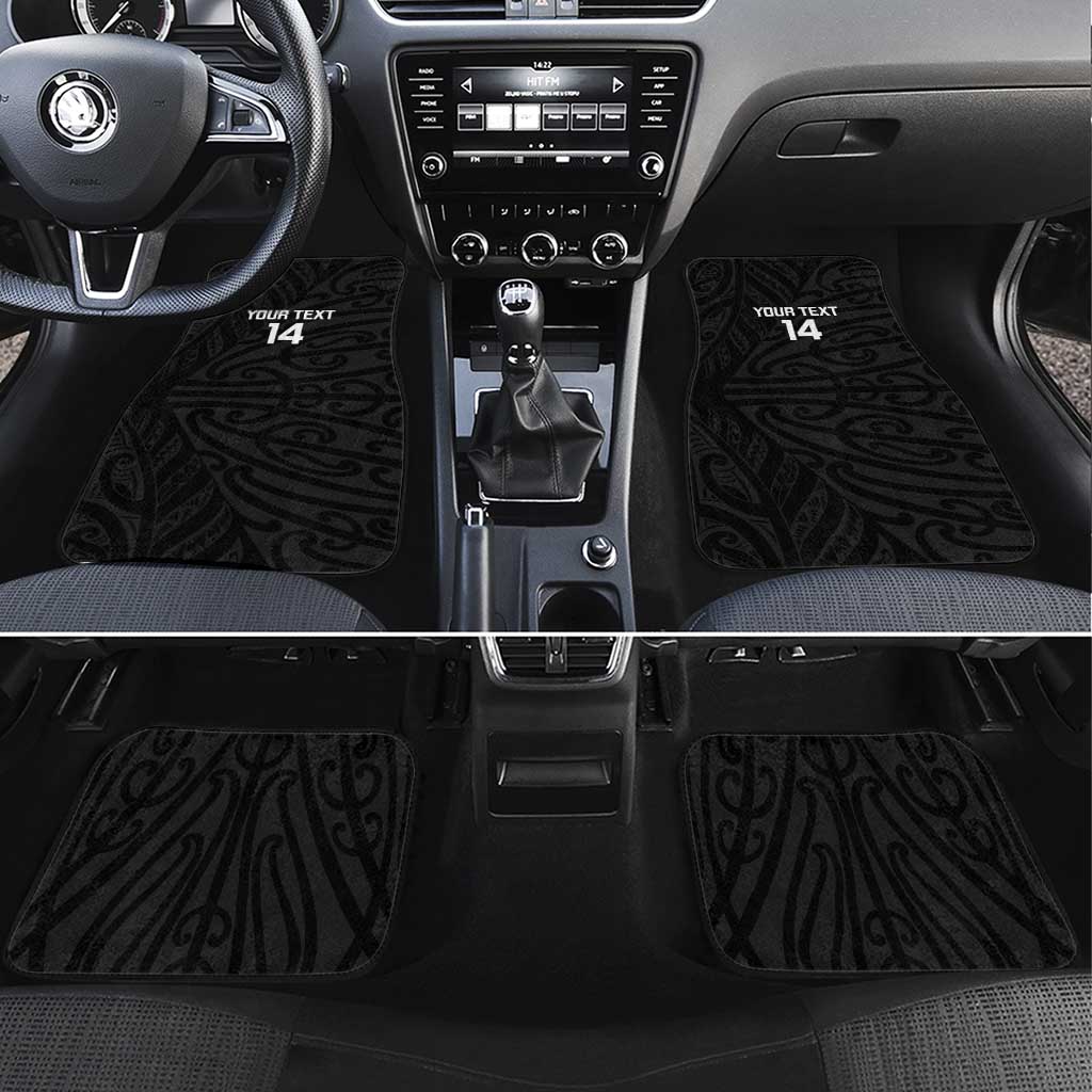 New Zealand Silver Fern Rugby Custom Car Mats Maori Koru Go Black Fern - Polynesian Pride