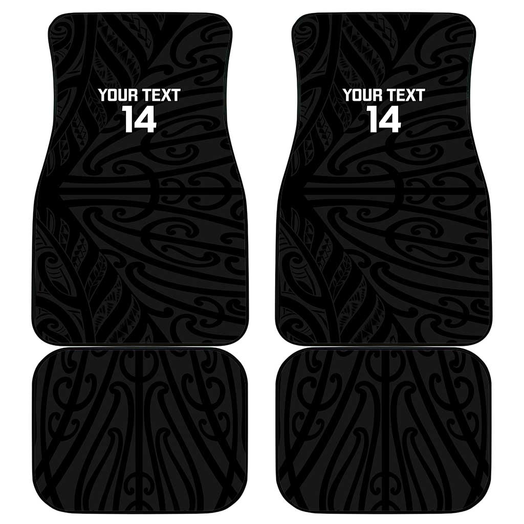 New Zealand Silver Fern Rugby Custom Car Mats Maori Koru Go Black Fern - Polynesian Pride