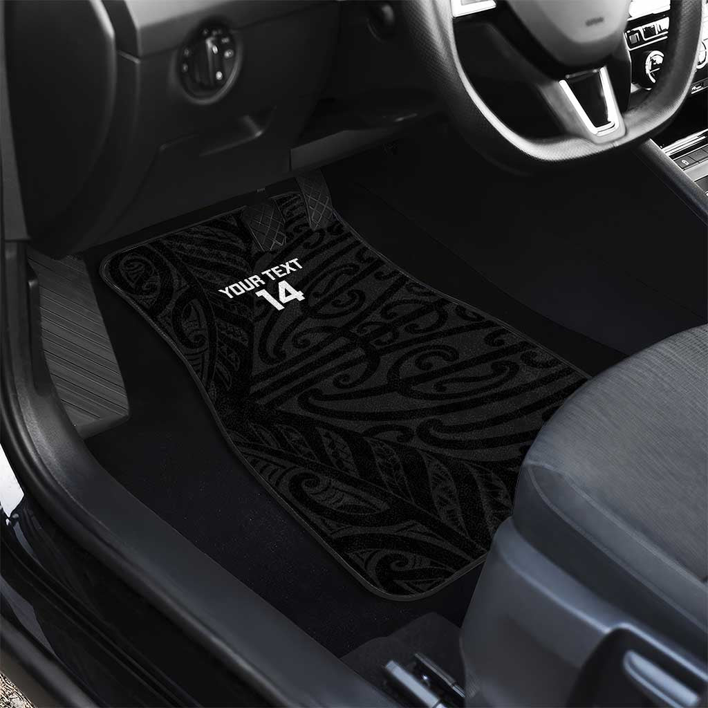 New Zealand Silver Fern Rugby Custom Car Mats Maori Koru Go Black Fern - Polynesian Pride
