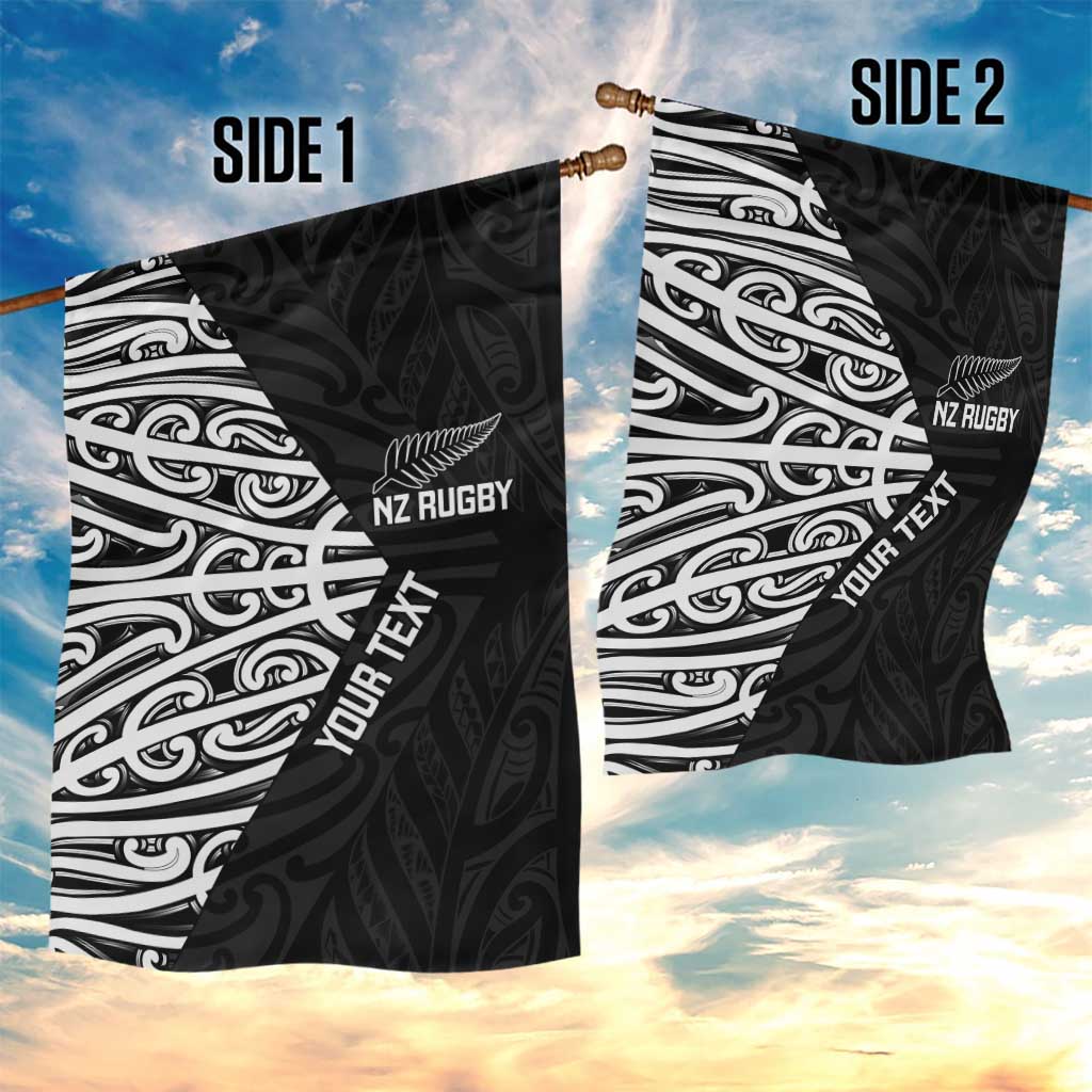 New Zealand Silver Fern Rugby Custom Garden Flag Maori Koru Go Black Fern - Polynesian Pride