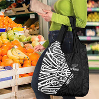 New Zealand Silver Fern Rugby Custom Grocery Bag Maori Koru Go Black Fern - Polynesian Pride