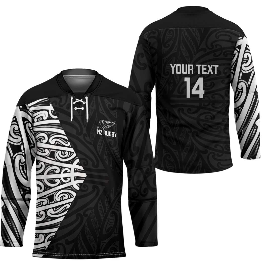 New Zealand Silver Fern Rugby Custom Hockey Jersey Maori Koru Go Black Fern - Polynesian Pride